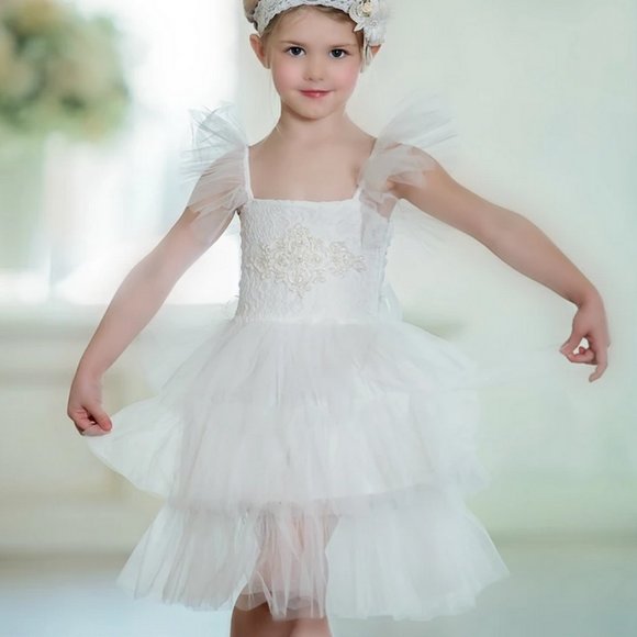 Think Pink Bows Off White Mia Dress ~Size 3 - Picture 1 of 5